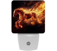 peiyeety Luz nocturna LED con forma de caballo corriendo en llamas, con sensor automático, decorativa, para dormitorio, baño, cocina, pasillo, escaleras, pasillo.