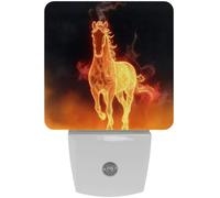 peiyeety Luz nocturna LED con forma de caballo corriendo en llamas, con sensor automático, para dormitorio, baño, cocina, pasillo, escaleras, etc.