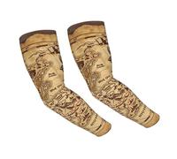 peiyeety Mangas de seda helada transpirables con diseño de mapa del tesoro, estilo rústico, piratas, oro, historia secreta del mar, para adultos, para hombres y mujeres, con pulgar.