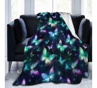 peiyeety Manta de Franela con Mariposas de Colores, Ligera y Suave, Ideal para sofá Cama, para Todas Las Estaciones, 101,6 x 76,2 cm