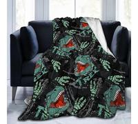 peiyeety Manta de Franela de Dinosaurio tiranosaurio, Ligera y Suave, Ideal para sofá Cama, para Todas Las Estaciones, 101,6 x 76,2 cm