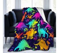peiyeety Manta de Franela de Dinosaurios de Colores, Ligera y Suave, Ideal para sofá Cama, para Todas Las Estaciones, 101,6 x 76,2 cm