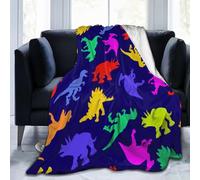 peiyeety Manta de Franela de Dinosaurios de Colores, Ligera y Suave, Ideal para sofá Cama, para Todas Las Estaciones, 101,6 x 76,2 cm