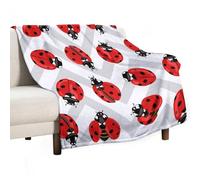peiyeety Manta geométrica de Mariquita, Manta de Franela Polar, Ligera y acogedora para sofá, Cama, sofá de Dos plazas, 101 x 127 cm