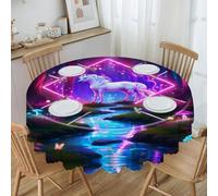 peiyeety Mantel Redondo con Estampado de Portal de prismas, Elegante Ribete de Material Grueso para comedores de restaurantes al Aire Libre.