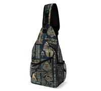 peiyeety Mochila bandolera con diseño de jeroglíficos del dios egipcio Ojos Dorados egipcios para hombre y mujer.