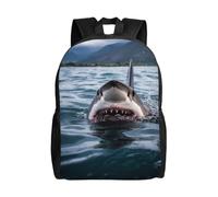 peiyeety Mochila de viaje con diseño de tiburón en el lago para hombre y mujer, mochila impermeable para portátil de 15,6 pulgadas, bolso de trabajo