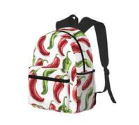 peiyeety Mochila de viaje para portátil para hombre y mujer: mochila de playa ligera, resistente al agua, con estampado de chile rojo y verde y correas ajustables.