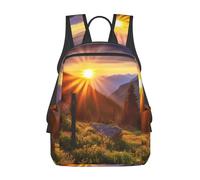 peiyeety Mochila de viaje Rocky Mountain Sunset Sunshine para hombre y mujer, mochila para portátil de 14 pulgadas, impermeable, para trabajo
