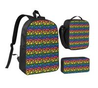 peiyeety Mochila ligera de 17 pulgadas con diseño de estrellas arcoíris y orgullo gay LGBTQ para hombres y mujeres (3 unidades)