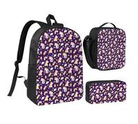 peiyeety Mochila ligera de 17 pulgadas con diseño de planetas, unicornios, estrellas, arcoíris, nubes y cupcakes para hombre y mujer, 3 unidades