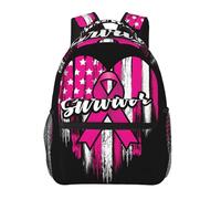 peiyeety Mochila para adultos con lazo de superviviente de cáncer de mama, bandera estadounidense, corazón, mochila para portátil de 15 pulgadas, bolsa de viaje ligera para hombres y mujeres, regalos