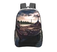 peiyeety Mochila transparente de PVC resistente con diseño de barco vikingo para conciertos, trabajo y viajes.