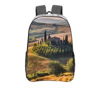 peiyeety Mochila transparente de PVC resistente con diseño de paisaje de árboles y granja de Toscana para conciertos, trabajo y viajes.