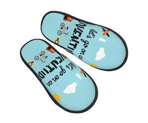 peiyeety Pantuflas con estampado Vamos a la aventura para mujer, zapatos de casa con suela afelpada, pantuflas para interior y exterior