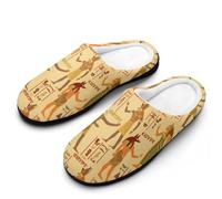 peiyeety Pantuflas de algodón para mujer, antideslizantes, con diseño de dioses egipcios y jeroglíficos, para el hogar y el exterior.