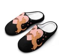 peiyeety Pantuflas de perro salchicha bailando enamorado para hombre, cálidas y antideslizantes, de goma, para interiores y exteriores, para dormitorio y casa.