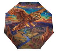 peiyeety Paraguas compacto Owl Flight Canyon, tamaño de viaje, con protección UV, resistente al viento y a la lluvia, ligero, portátil y plegable para la lluvia.