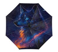 peiyeety Paraguas plegable con diseño de galaxia de pavo real, compacto, automático, resistente al viento, ideal para la lluvia, para hombres y mujeres, para viajes al aire libre.