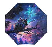 peiyeety Paraguas plegable con diseño de galaxia de pavo real, compacto, automático, resistente al viento, ideal para la lluvia, para hombres y mujeres, para viajes al aire libre.