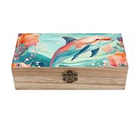 peiyeety Precioso joyero de madera con forma de delfín, caja de recuerdos personalizada, caja de almacenamiento de madera con tapa abatible para aniversarios, bodas, cumpleaños y San Valentín.