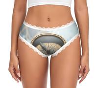 peiyeety Ropa Interior Femenina con Ribete de Encaje Compass on The Map - Braguitas Bikini de Talle bajo, Suaves y elásticas, sin Costuras.