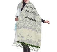 peiyeety Salmo 27:1 Chal de cachemira con borlas de imitación, cálido y suave, poncho, bufanda, accesorio de ropa para otoño e invierno.