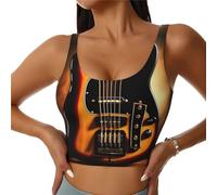 peiyeety Sujetador Deportivo con Guitarra Instrumental para Mujer, Top Corto Acolchado para Yoga, Ideal para Gimnasio, Fitness y Pilates.