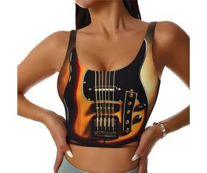peiyeety Sujetador Deportivo con Guitarra Instrumental para Mujer, Top Corto Acolchado para Yoga, Ideal para Gimnasio, Fitness y Pilates.