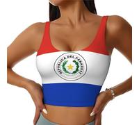 peiyeety Sujetador Deportivo con la Bandera de Paraguay para Mujer, Top Corto Acolchado para Yoga, Entrenamiento en el Gimnasio, Fitness y Pilates.