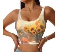 peiyeety Sujetador Deportivo Sunflowers Under The windowsil para Mujer, Top Corto Acolchado para Yoga, Ideal para Gimnasio, Fitness y Pilates.