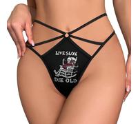 peiyeety Tanga con Estampado Vive despacio, Muere Viejo para Mujer, Ropa Interior Invisible novedosa