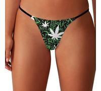 peiyeety Tanga para Mujer, Bragas Tipo Tanga con Grafiti Dibujado a Mano, Ropa Interior de Marihuana y Plomo, Bikini de Tiro bajo