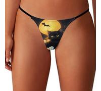 peiyeety Tanga Transpirable de Cat and Moon para Mujer, Ropa Interior Invisible, Tanga Sexy de Cintura Baja