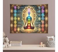 peiyeety Tapiz de meditación de yoga con mandala de los 7 chakras, estilo bohemio, ideal para dormitorio, sala de estar, dormitorio, 76 x 101 cm