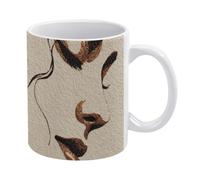 peiyeety Taza de café de cerámica con estampado de esencia lineal, 325 ml, apta para microondas y lavavajillas. Ideal como regalo para Navidad, cumpleaños, San Valentín o inauguración de la casa.