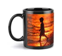 peiyeety Taza de café de cerámica de 11 oz con diseño impreso Persiguiendo la sombra del sol, taza suave y duradera para café matutino, té, regalo para Navidad, cumpleaños, oficina y hogar.