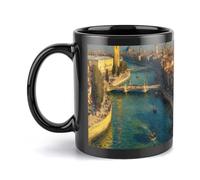 peiyeety Taza de café de cerámica de 325 ml con diseño impreso Puente de sombras a través del tiempo, taza suave y duradera para café matutino, té, regalo para Navidad, cumpleaños, oficina y hogar.