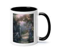 peiyeety Taza de cerámica con color interior de Secret Garden de 11 oz, elegante taza de café, suave, para té, para el hogar, la oficina, regalo para la familia.