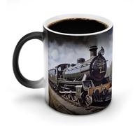 peiyeety Taza de locomotora de vapor que cambia de color, taza de cerámica, taza negra reactiva al calor, taza de té con mensaje que aparece al calentarse. Cumpleaños para un amigo o familiar.