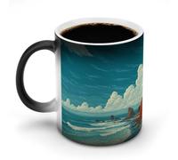 peiyeety Taza mágica de cerámica de 350 ml con diseño de susurros marinos que cambia de color y sensible al calor. Ideal como regalo para amantes del café, cumpleaños y festividades.