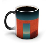 peiyeety Taza mágica que cambia de color, con diseño de susurros arquitectónicos, de cerámica sensible al calor, de 355 ml (12 oz), un regalo novedoso para las fiestas.