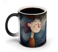 peiyeety Taza que cambia de color, con diseño de barco estrellado, de cerámica sensible al calor, de 355 ml, para café y té. Regalo divertido y novedoso para Halloween y Navidad.