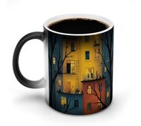 peiyeety Taza que cambia de color, con diseño de cuentos de la vida urbana, sensible al calor, de cerámica para café, ideal para hombres y mujeres, regalo divertido de Navidad y cumpleaños.