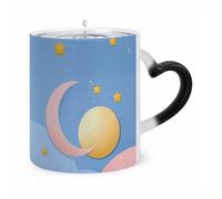 peiyeety Taza que cambia de color, con diseño de susurros celestiales, sensible al calor, de cerámica para café, ideal para hombres y mujeres, regalo divertido de Navidad y cumpleaños.