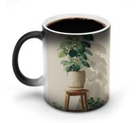 peiyeety Taza que cambia de color, con estampado floral de crónica, de cerámica sensible al calor, de 355 ml, para café y té. Regalo divertido y novedoso para Halloween y Navidad.