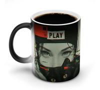 peiyeety Taza que cambia de color, diseño de anarquía digital, 355 ml, cerámica sensible al calor, taza mágica para café y té, regalo divertido y novedoso para hombres y mujeres, Halloween y Navidad.