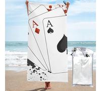 peiyeety Toalla de Playa de Microfibra con diseño de Naipes de póker de Cuatro ases, Extragrande (70 x 130 cm), de Secado rápido, Ligera y compacta, Ideal para Viajes y Piscina.