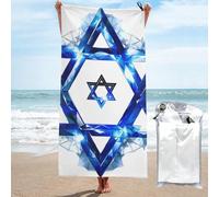 peiyeety Toalla de Playa de Microfibra con la Bandera de Israel (Extragrande, 70 x 130 cm). Secado rápido, Ligera y compacta. Ideal para Viajes y Piscina.