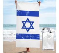 peiyeety Toalla de Playa de Microfibra Extragrande con la Bandera de Israel (80 x 160 cm). Secado rápido, Ligera y compacta. Ideal para Viajes y Piscina.